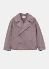 Lemaire Dispatch Denim Jacket In Denim Snow Mauve