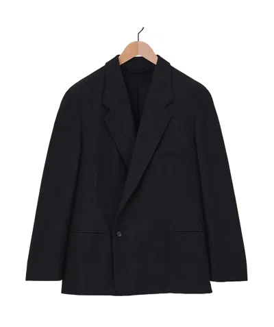 Lemaire Maxi Double Breasted Jacket In Black