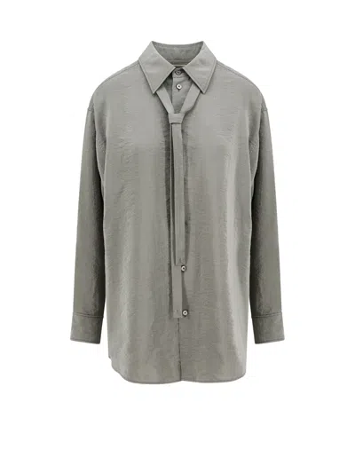 Lemaire Maxi Lenght Shirt With Tie In Gray