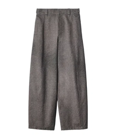 Lemaire Maxi Pants In Diagonal Printed Cotton In Gray