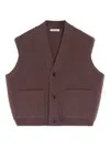 Lemaire Maxi Patch-pocket Sleeveless Cardigan In Brown