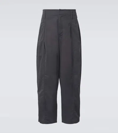 Lemaire Maxi Pleated Cotton Twill Pants In Black