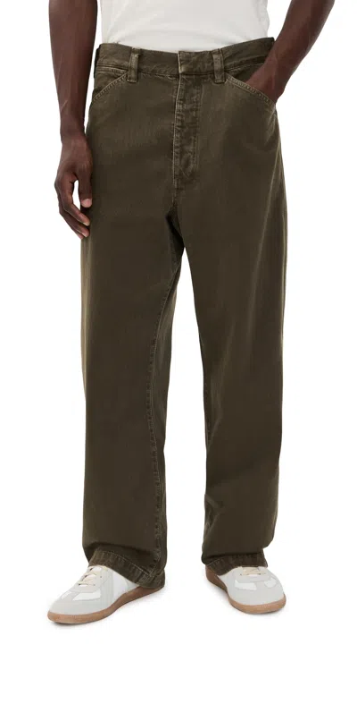 Lemaire Maxi Workwear Pants Moss Green In Neutral