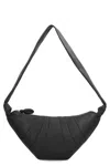 Lemaire Media Croissant Leather Shoulder Bag In Black