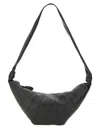 Lemaire Medium Croissant Leather Bag In Black