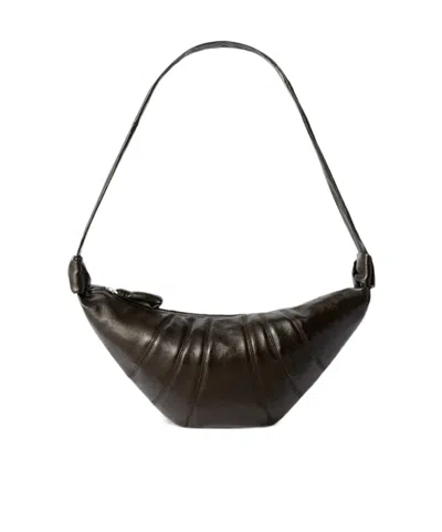 Lemaire Medium Croissant Bag In Coated Cotton In Black