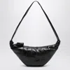 Lemaire Medium Croissant Bag In Forest Green Coated Cotton In Black
