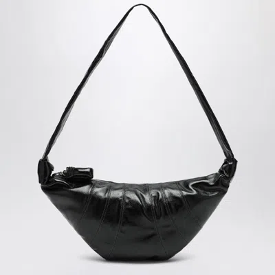 Lemaire Medium Croissant Bag In Forest Green Coated Cotton In Black