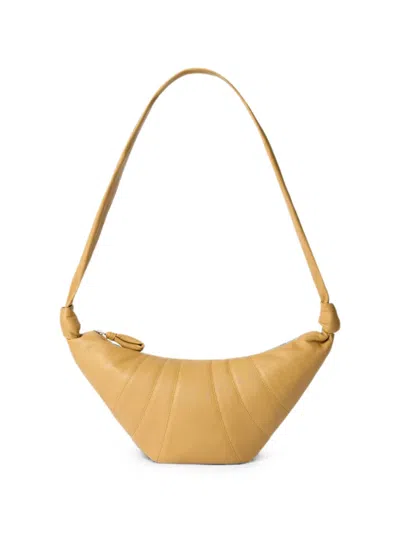 Lemaire Medium Croissant Bag In Goat Leather In Yellow