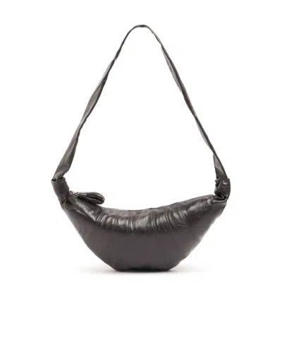 Lemaire Medium Croissant Coated Cotton Bag In Brown