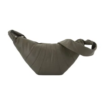 Lemaire Medium Croissant Crossbody - Leather - Green In Gray
