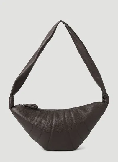 Lemaire Medium Croissant Leather Bag In Dark Chocolate