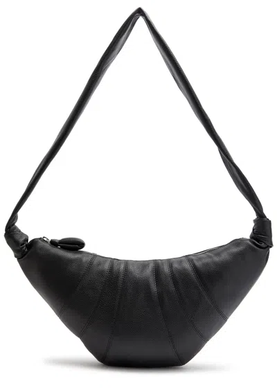 Lemaire Medium Croissant Grained Leather Shoulder Bag In Black