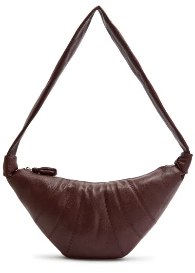 Lemaire Medium Croissant Grained Leather Shoulder Bag In Brown