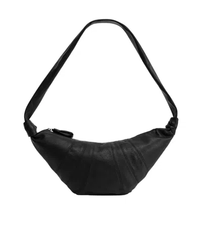 Lemaire Medium Croissant Leather Bag In Black