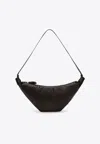 Lemaire Medium Croissant Leather Bag In Brown