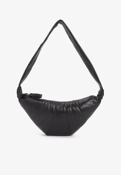 Lemaire Medium Croissant Leather Shoulder Bag In Brown