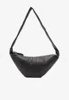 Lemaire Medium Croissant Leather Shoulder Bag In Black