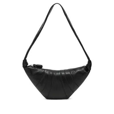 Lemaire Medium Croissant Leather Shoulder Bag In Black