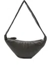 Lemaire Medium Croissant Leather Shoulder Bag In Gray