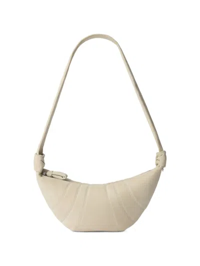 Lemaire Medium Croissant Panelled Leather Shoulder Bag In Neutral