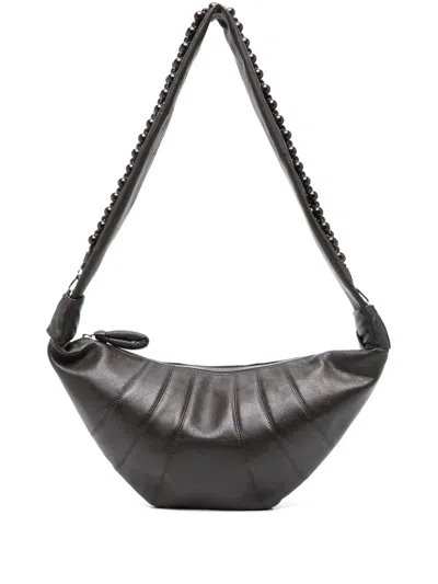 Lemaire Medium Pearls Croissant Shoulder Bag In Brown