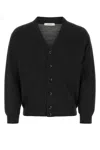 Lemaire Melange Charcoal Wool Blend Cardigan In Black