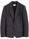 Lemaire Mélange-twill Single-breasted Blazer In Grey