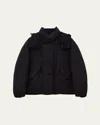 Lemaire Men's Asymmetric Tech Puffer Jacket In Espresso