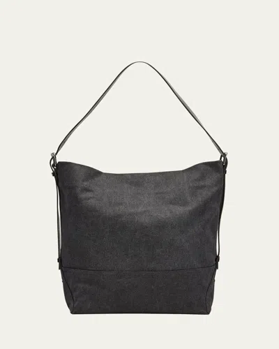 Lemaire Men's Belted Canvas Tote Bag In Black
