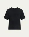 Lemaire Round Neck T-shirt With Short Sleeves And Chest Pocket In Jet Black