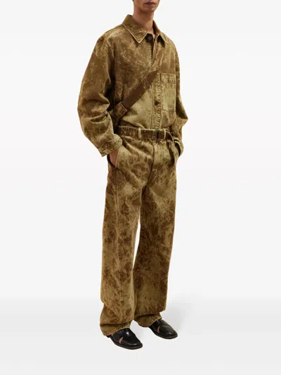Lemaire Brown Boxy Trucker Jacket In Br398 Denim Acid Snow Bronze