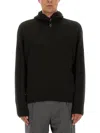 Lemaire Alpaca Wool Hooded Buttoned Sweater In Brown