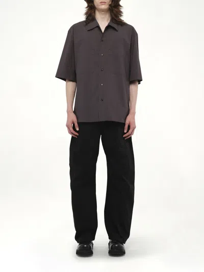 Lemaire Men's Convertible Shirt In Gray