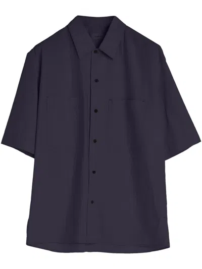 Lemaire Men Convertible Shirt In Blue
