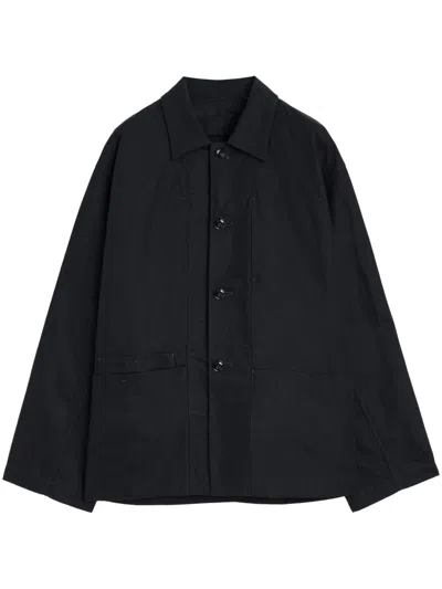 Lemaire Men Cotton Boxy Workwear Jacket In Black