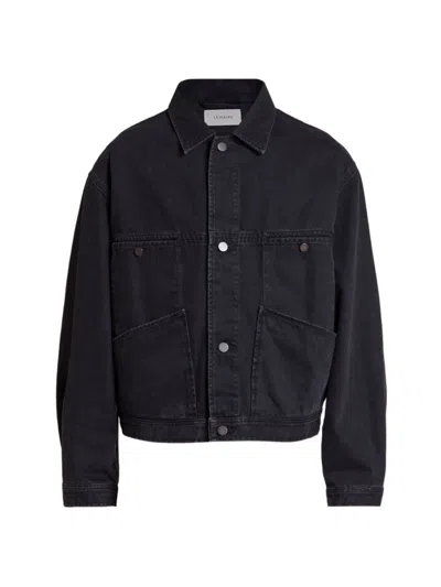 Lemaire Men's Denim Button-front Jacket In Soft Bleached Black