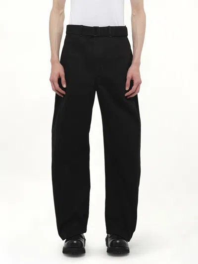 Lemaire Men's Denim Twisted Belted Pants In Black
