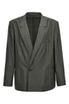 Lemaire Double-breasted Jacket With Back Vent In Gray