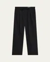 Lemaire Black Drawstring Pants In Wool Blend In Black
