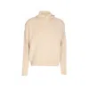 Lemaire Hooded Knitted Sweater Button Detail In Neutral