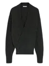 Lemaire Hooded Wrap Cardigan Button Detail In Black
