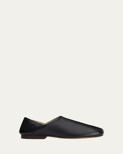 Lemaire Men's Leather D'orsay Slip-on Loafers In Black