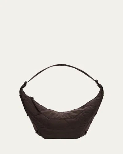 Lemaire Men's Medium Soft Game Shoulder Bag In Dark Chocolate