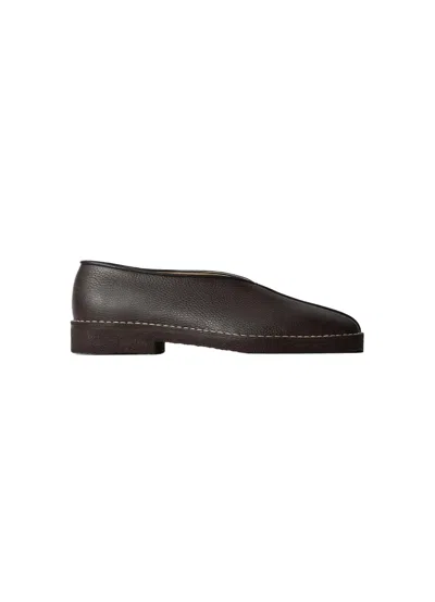 Lemaire Men's Piped Crepe Slippers In Brown
