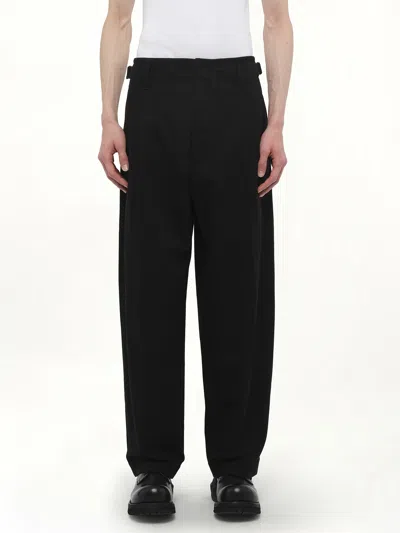 Lemaire Men's Pleated Carrot Pants In Black