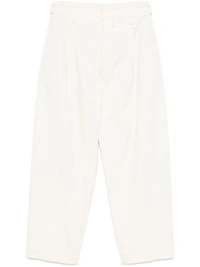 Lemaire Men Pleated Trousers Carrot In White
