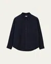 Lemaire Button-up Long-sleeve Shirt In Ash Black