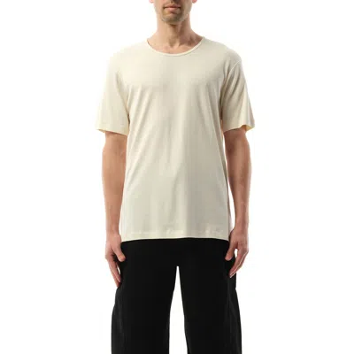 Lemaire Men's Rib U Neck T-shirt In Light Cream