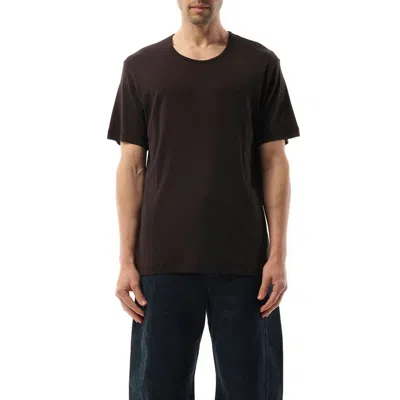 Lemaire Men's Rib U Neck T-shirt In Squid Ink